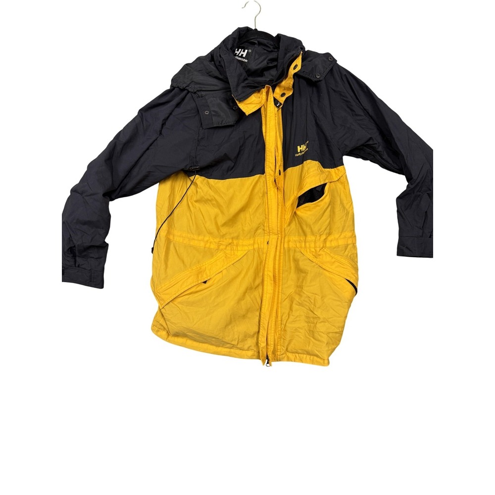 Helly Hansen Jacket Mens Medium Yellow Black Helly Tech Hooded‎ Waterproof